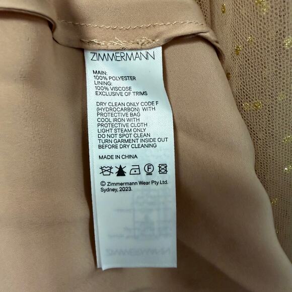 NWT Zimmermann Tulle Midi Skirt Nude Gold Metallic Dot Print Womens AU 0 / US 4 - Picture 8 of 9